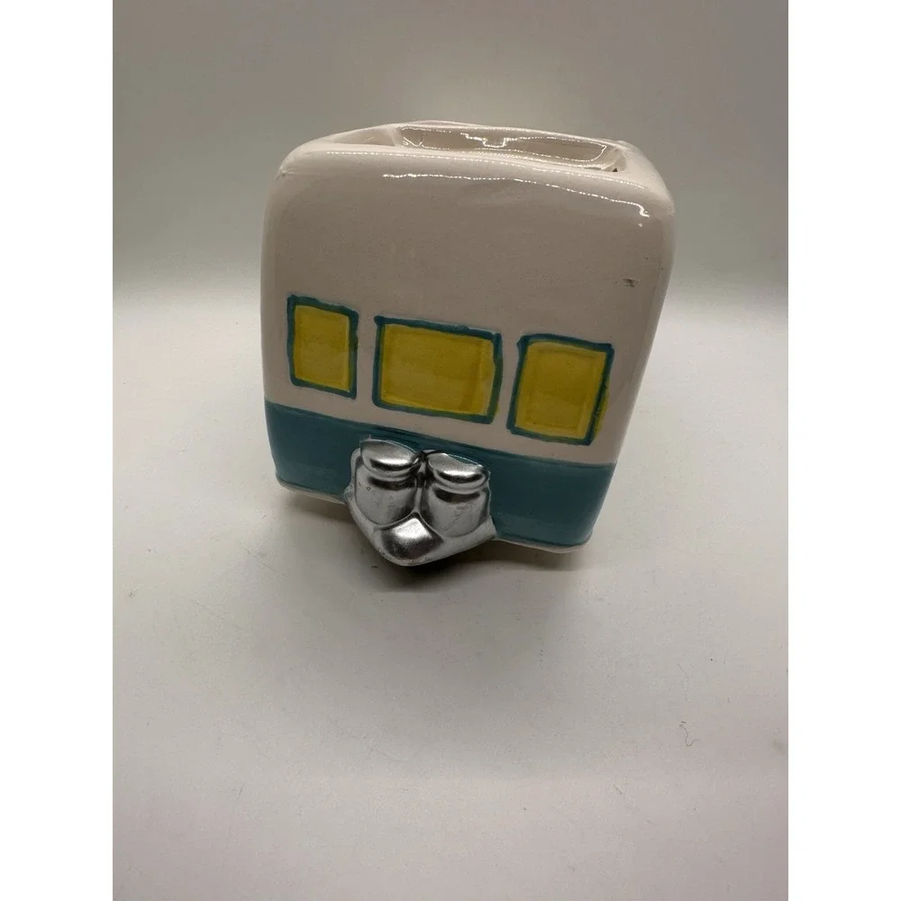 Retro Camper Ceramic Toothbrush Holder RV Bathroom Décor Turquoise Yellow‎